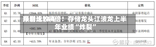 净利比较高预增近744倍！存储龙头江波龙上半年业绩“炸裂	”-第1张图片