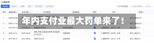 年内支付业最大罚单来了!